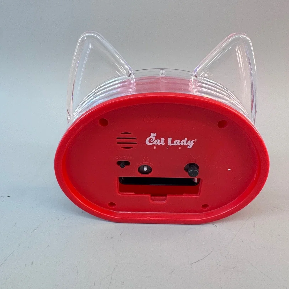 Cat Lady Box Cat Ear Alarm Clock Red Novelty Analog Desk Decor Kawaii Kitsch